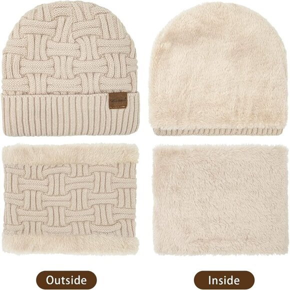3-Piece Winter Hat Gloves Scarf Set Knit Thick Warm Fleece Casual Fashion main image 5
